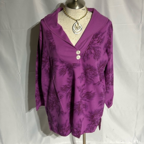 NWOT Roaman’s women’s magenta  top size 2X. - Picture 1 of 9